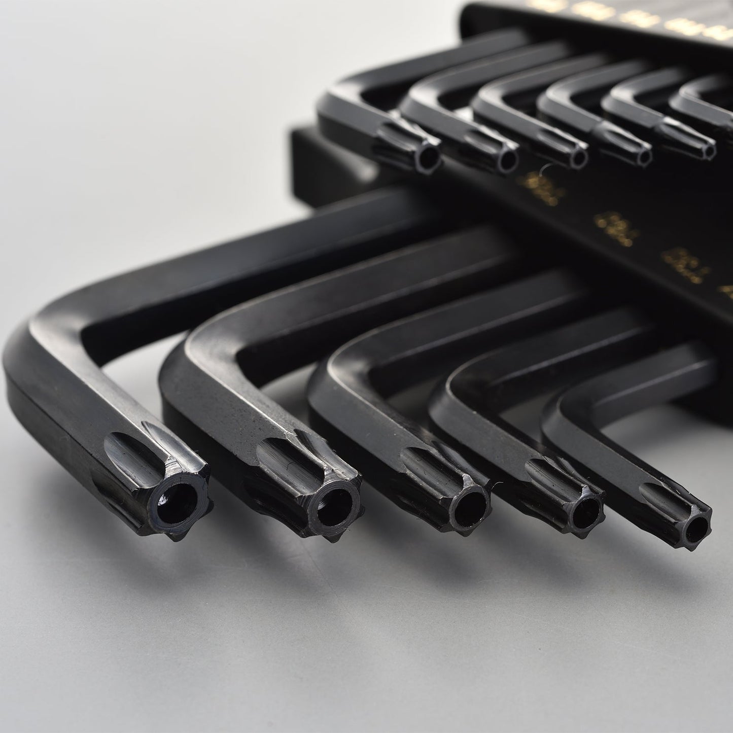 Long Arm Tamper Star Hex Key Set, Black 12 Pieces