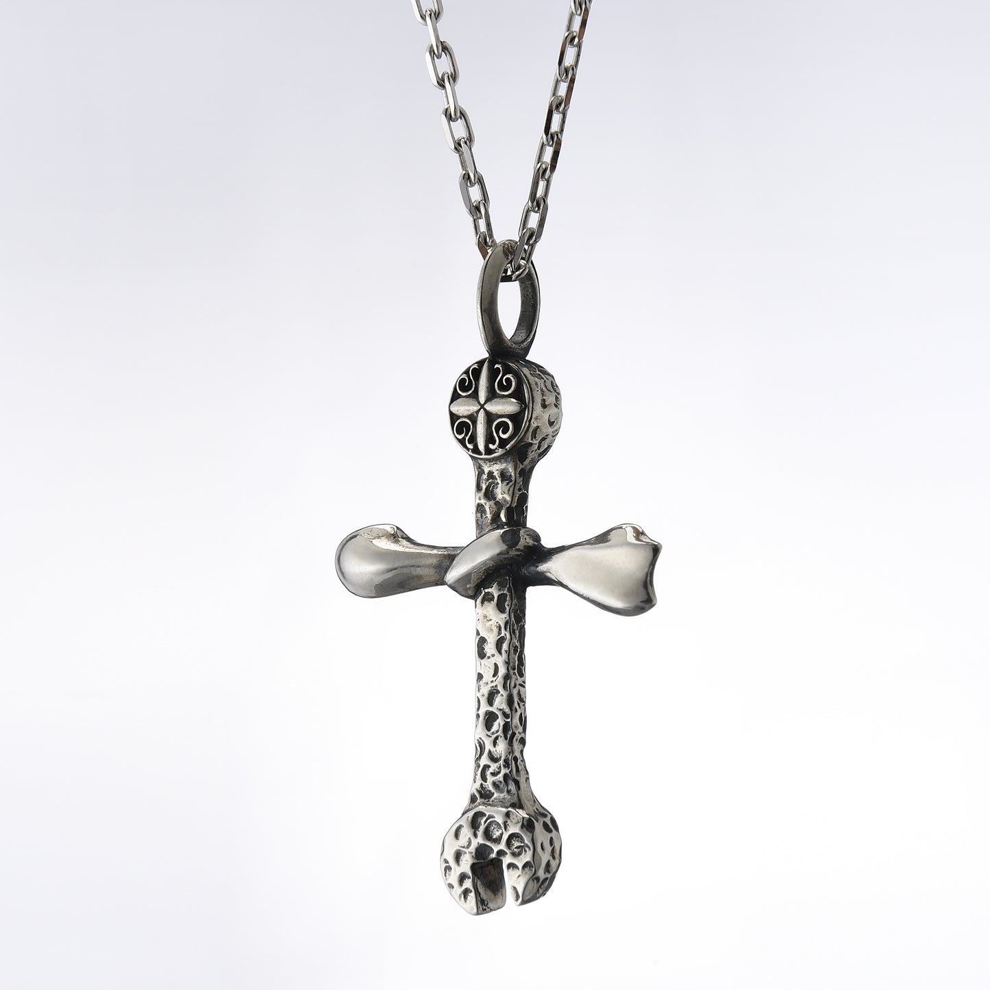OSK Sterling Silver Wrench & Bone Cross Pendant