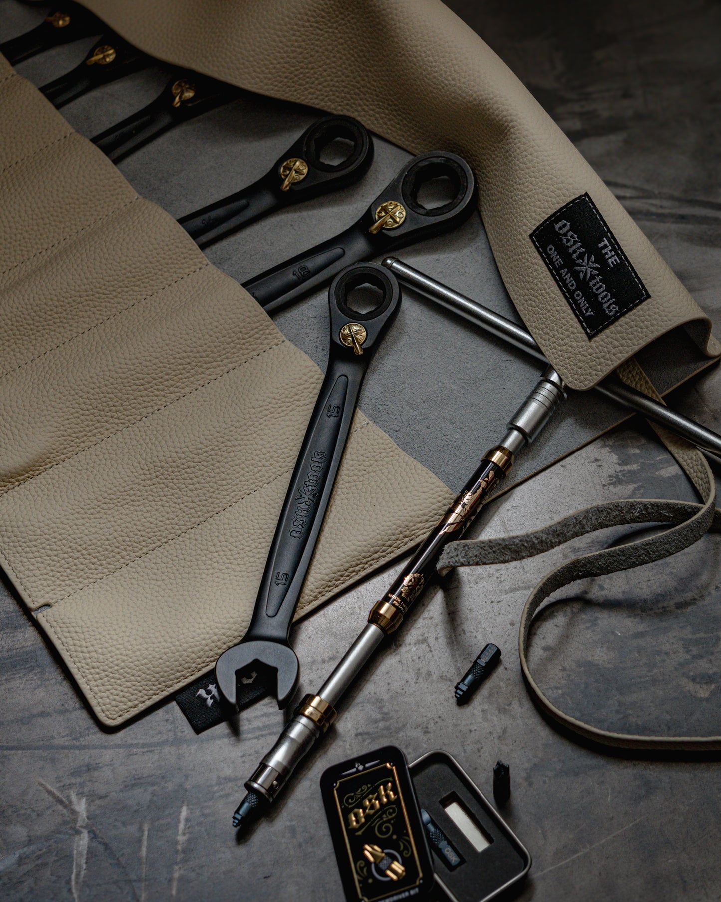 OSK Tools Premium Leather Wrench Roll